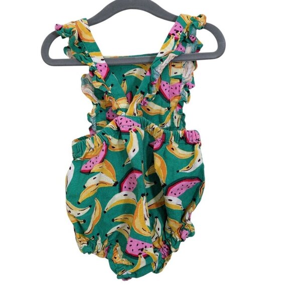 Old Navy Baby Girl 12-18M Banana Watermelon Linen Bubble Short Romper Ruffle - Picture 2 of 4